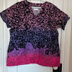 NWOT UA Scrubs pink, purple, & black XL Scrub top